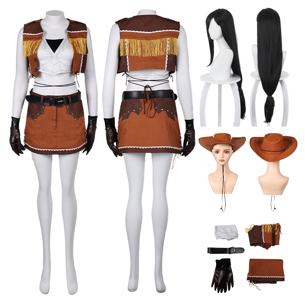 FF VII Remake Tifa Lockhart Cosplay Costume Coat skirt Dress Swimsuits+Hats+Wigs