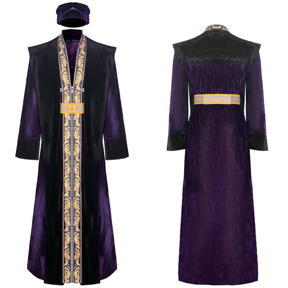Harry Potter Albus Dumbledore Purple Wizard Robe Outfits/Wigs+Beards/Wand Sets - Picture 20 of 21