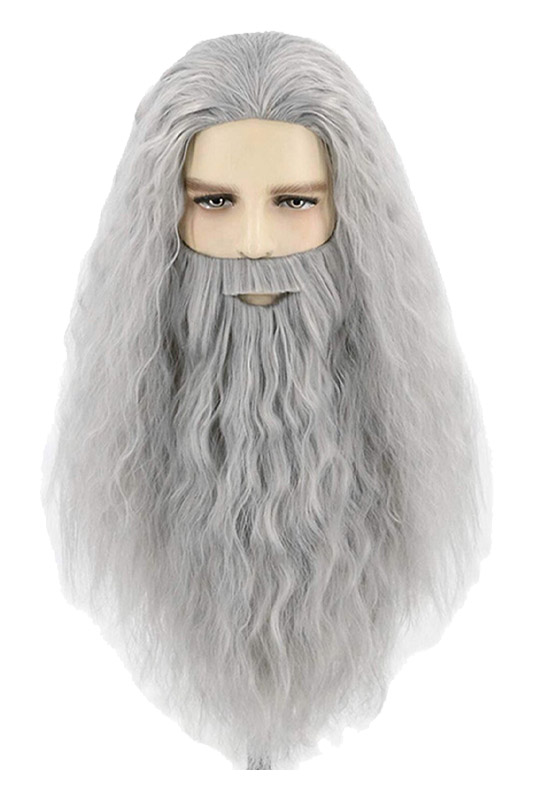 Harry Potter Albus Dumbledore Purple Wizard Robe Outfits/Wigs+Beards/Wand Sets - Picture 21 of 21