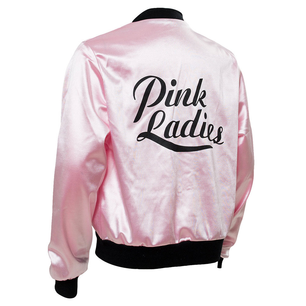 Grease Pink Ladies Cosplay Jacket Women Satin Coat+Neckscarf/glasses/earrings - Picture 14 of 34