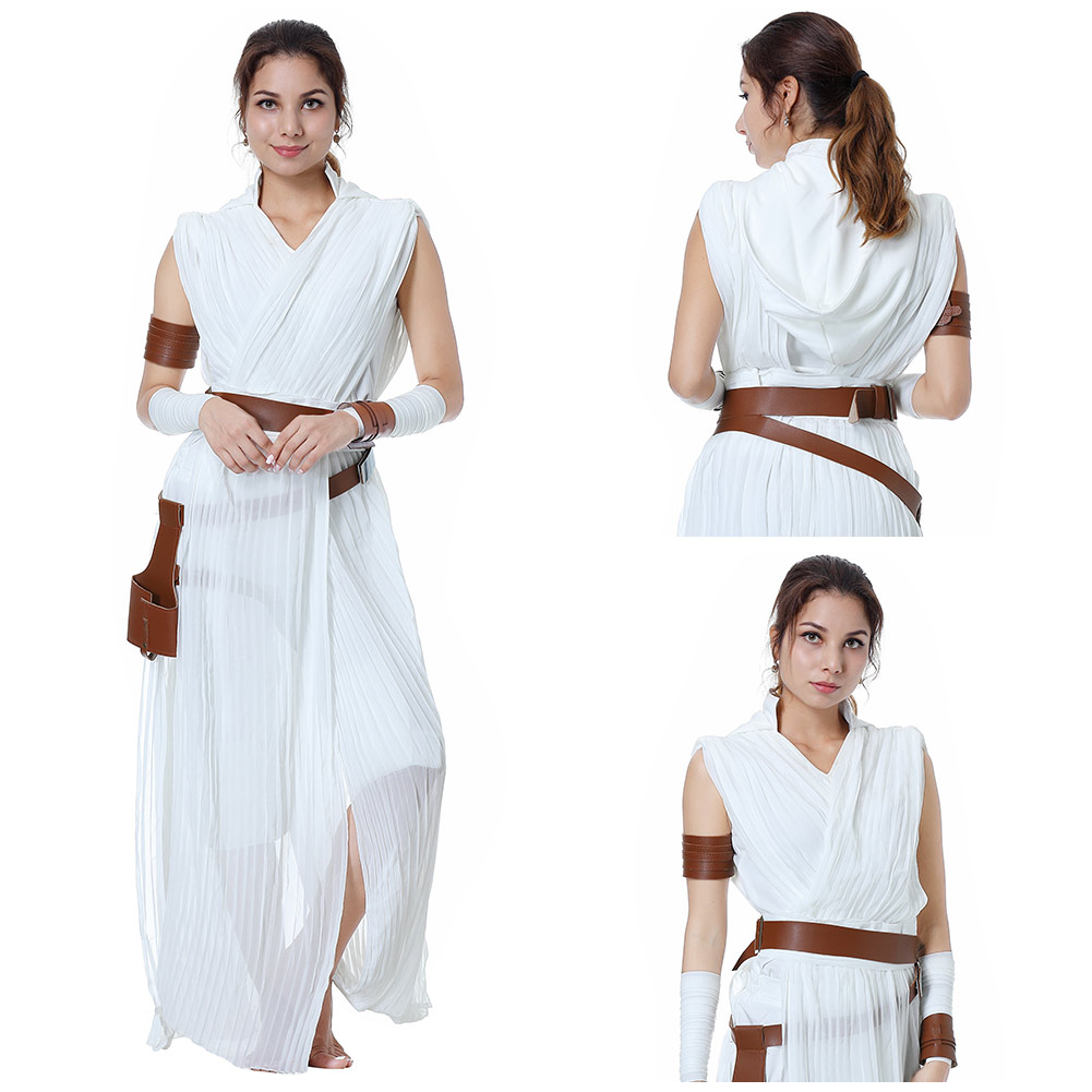 The Rise of Skywalker Cosplay Rey Costume Outfit Full Set Tops+Pants Belt Womens - Picture 34 of 36