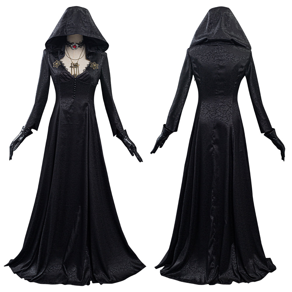 Bela Dimitrescu Vampire Lady Cosplay costume Moth Lady Bela Black Dress+Wig  sets | eBay