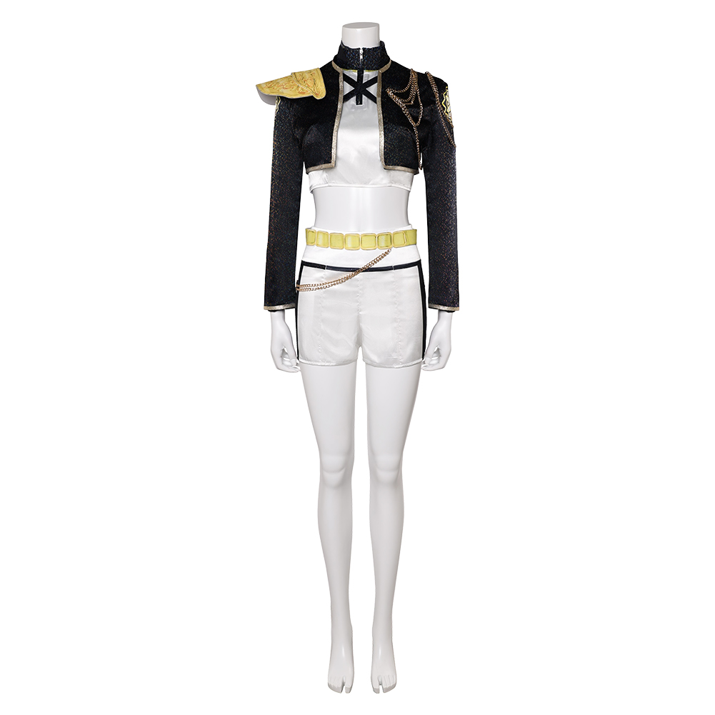 Korean superstar Golden Rumi Women Black Stage Outfit Cosplay Costume+Wig Hair - Picture 13 of 28