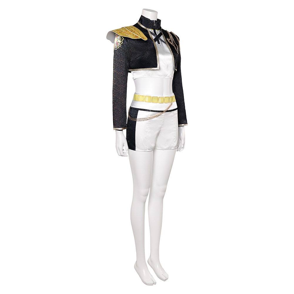 Korean superstar Golden Rumi Women Black Stage Outfit Cosplay Costume+Wig Hair - Picture 16 of 28