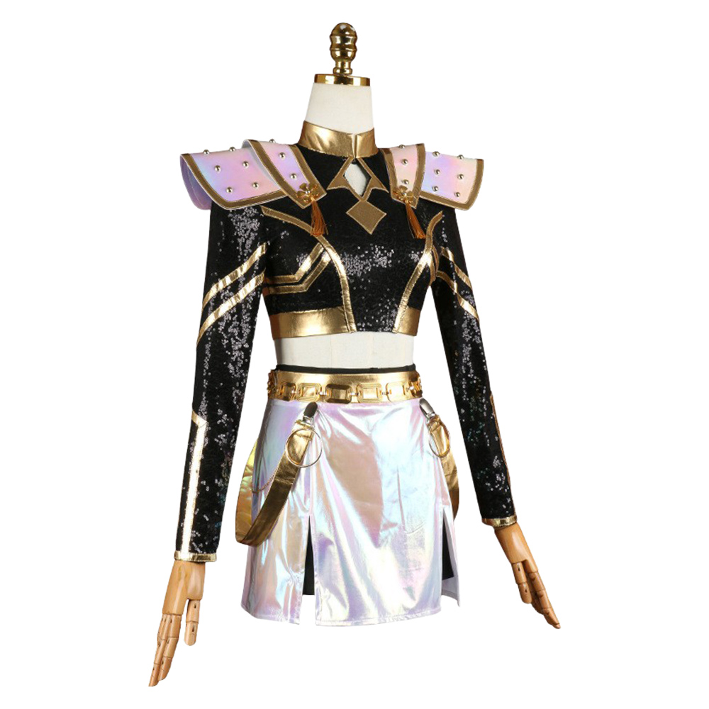 Korean superstar Zoey Golden Women Black Stage Outfit Cosplay Costume+Zoey Wig - Picture 12 of 19