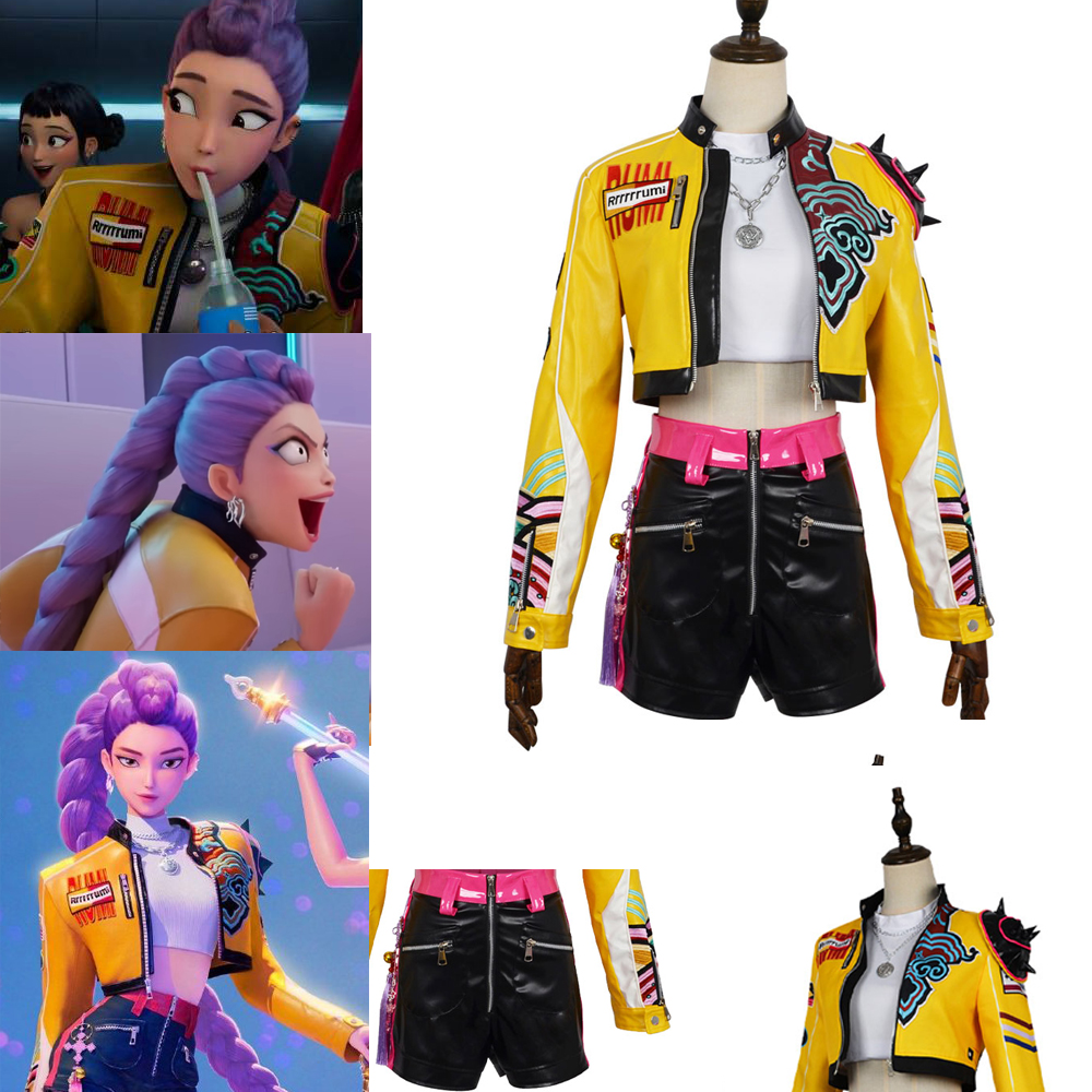 K-P:DH Rumi Cosplay Costume Coat Pant Fancy Dress Kid Women Carnival Party Girl - Picture 13 of 31