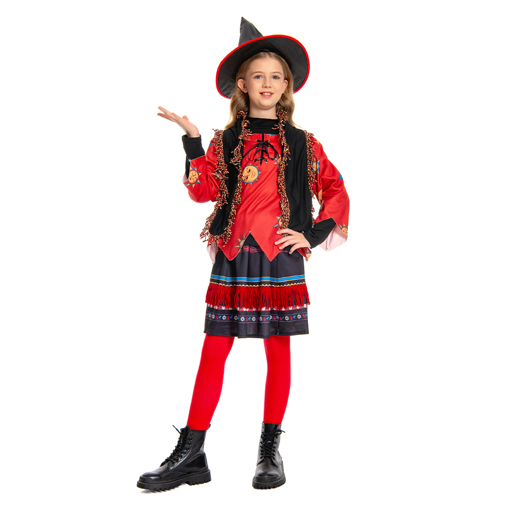 Kids Girls Dani Dennison Halloween Costume – Witch Cosplay Dress Suit With Hat (XX-Large) - View #11