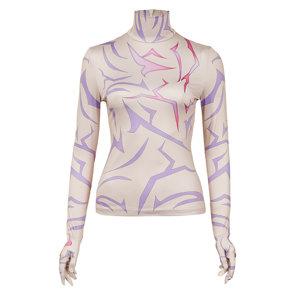 K-P:DH Rumi/Jinu Cosplay Costume Purple Demonic Patterns Tops Shirts Book Week - Picture 13 of 24
