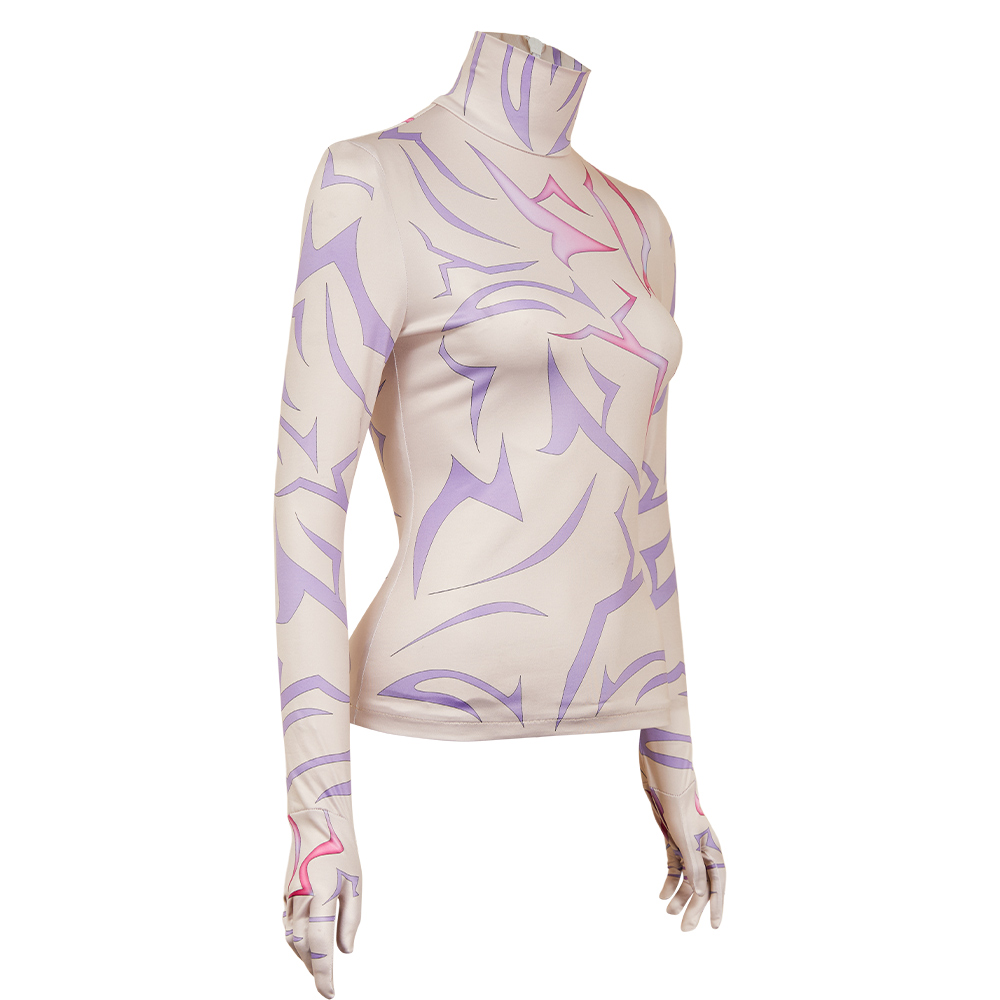 K-P:DH Rumi/Jinu Cosplay Costume Purple Demonic Patterns Tops Shirts Book Week - Picture 16 of 24