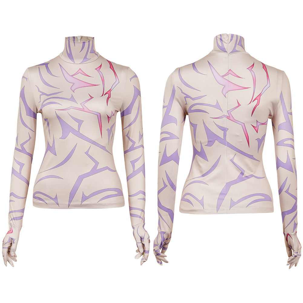 K-P:DH Rumi/Jinu Cosplay Costume Purple Demonic Patterns Tops Shirts Book Week - Picture 22 of 24