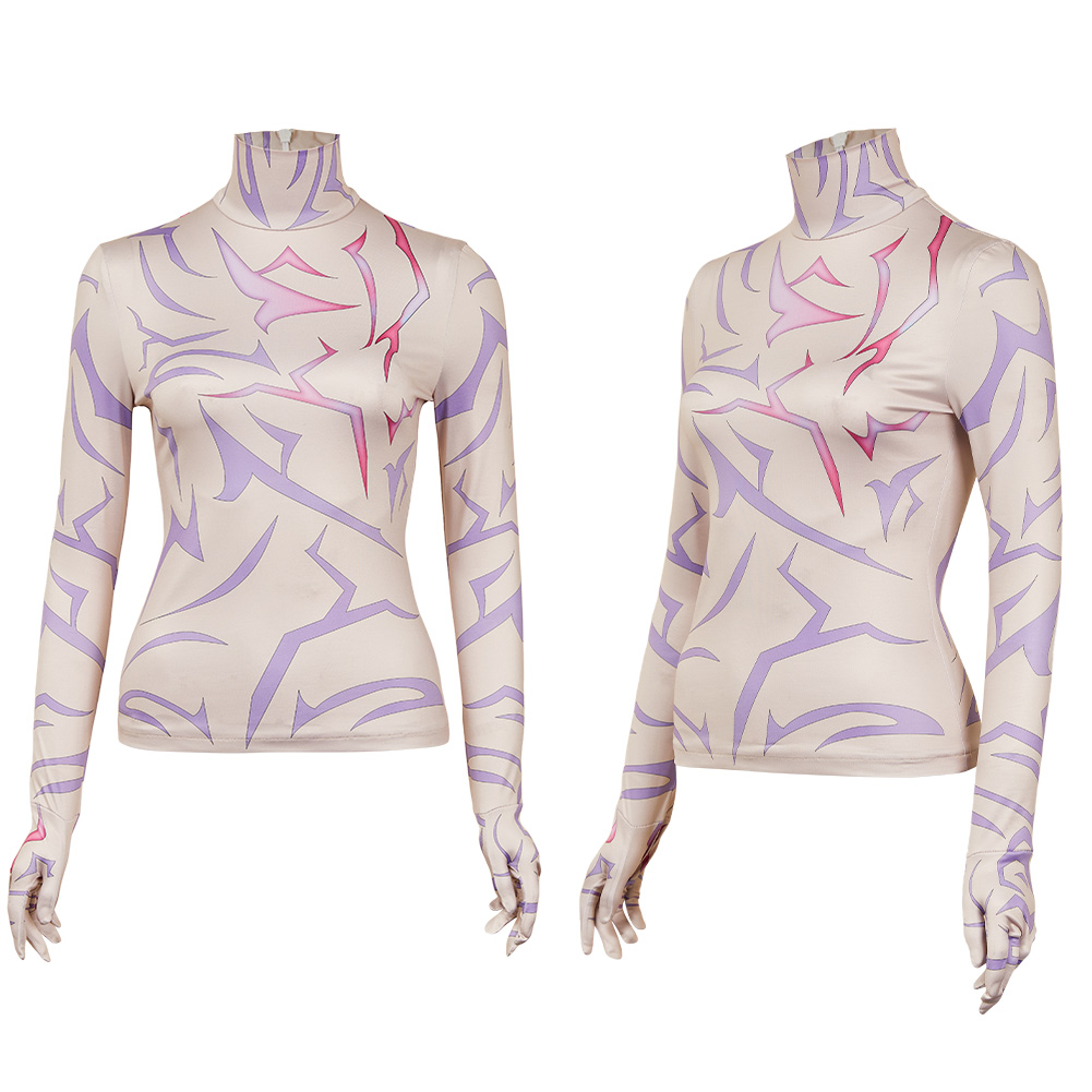 K-P:DH Rumi/Jinu Cosplay Costume Purple Demonic Patterns Tops Shirts Book Week - Picture 23 of 24