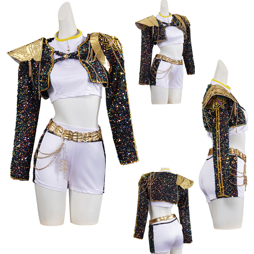 OSIAS Vrouwen Rumi Cosplay Costume Gouden Podium Outfit Zwart Met