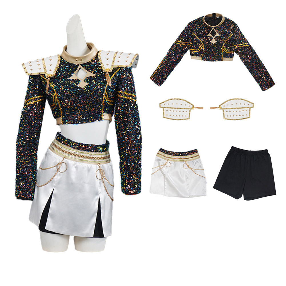 Kids Girls Mira Rumi Zoey Cosplay Costume Halloween Party Black Dress Tops Suits - Picture 17 of 22