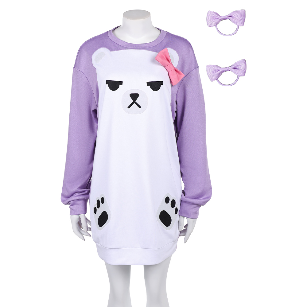 Korean superstar Mira Purple Bear Long Sleeve Pajamas+Demon Idol Mira Stage Wig - Picture 19 of 23