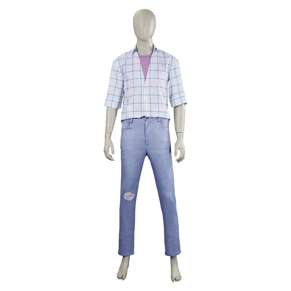 jinu dress shirt Jinu Cosplay Blue Plaid Printed Shirt For Adult Man Halloween Carnival   Cosplaysky.ca