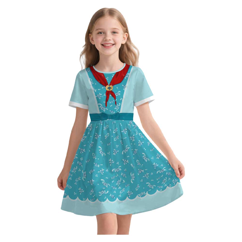 Holly Wheeler Kids Girl Blue Printed Dress Cosplay Costume Halloween Fancy  suit | eBay