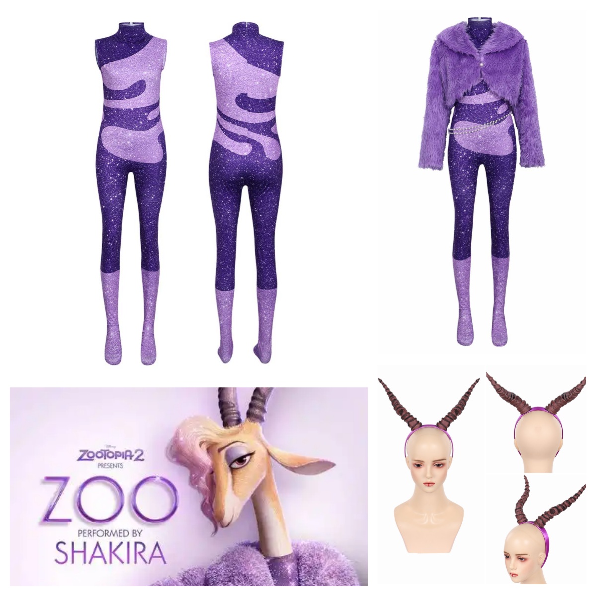 Zootopia 2 Gazelle Cosplay Purple Costume Animal Zoo Horn hair Halloween PARTY