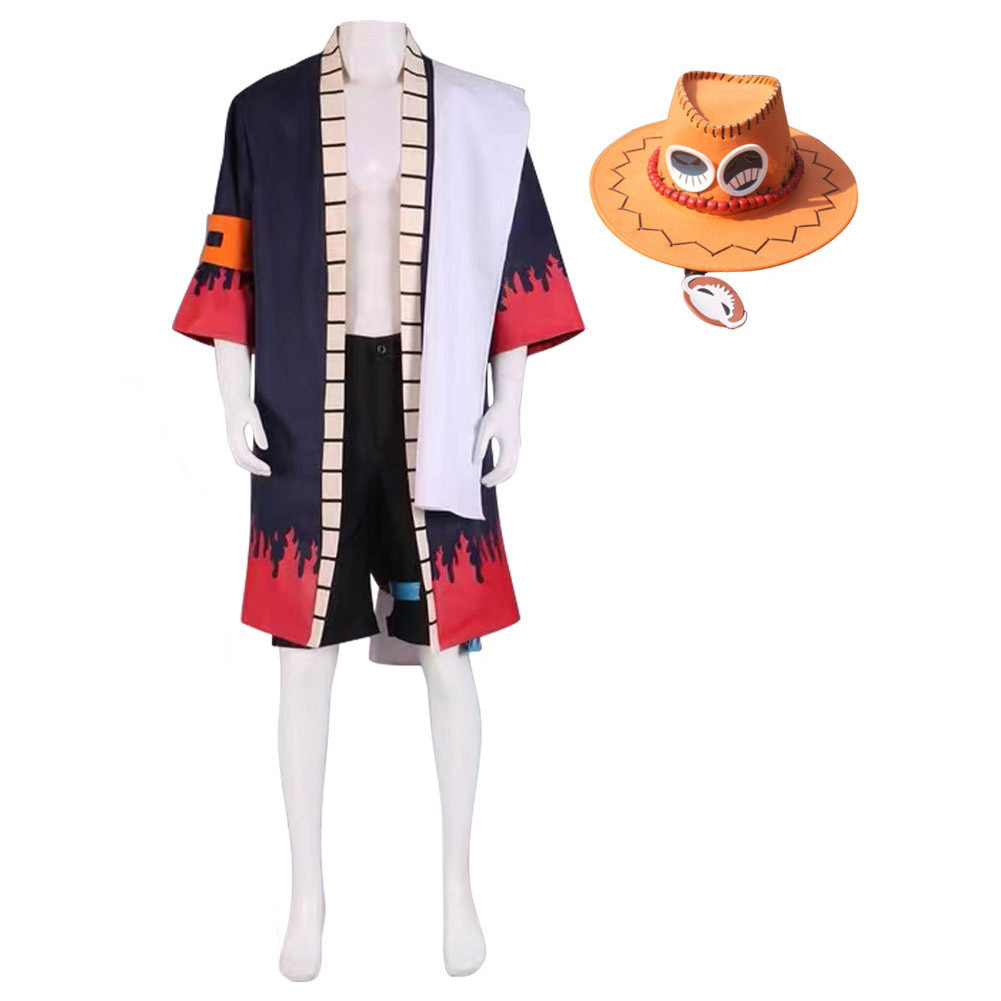 Halloween One Piece Portgas·D· As Disfraz Cosplay Sombrero Peluca Carnaval Anime Set